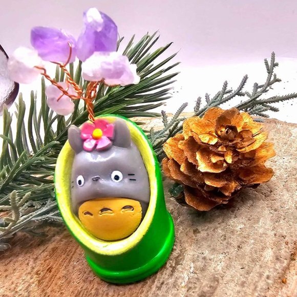 Adorable Forest Spirit Totoro In Bamboo Amethyst Tree Decor Figure - Picture 10 of 11